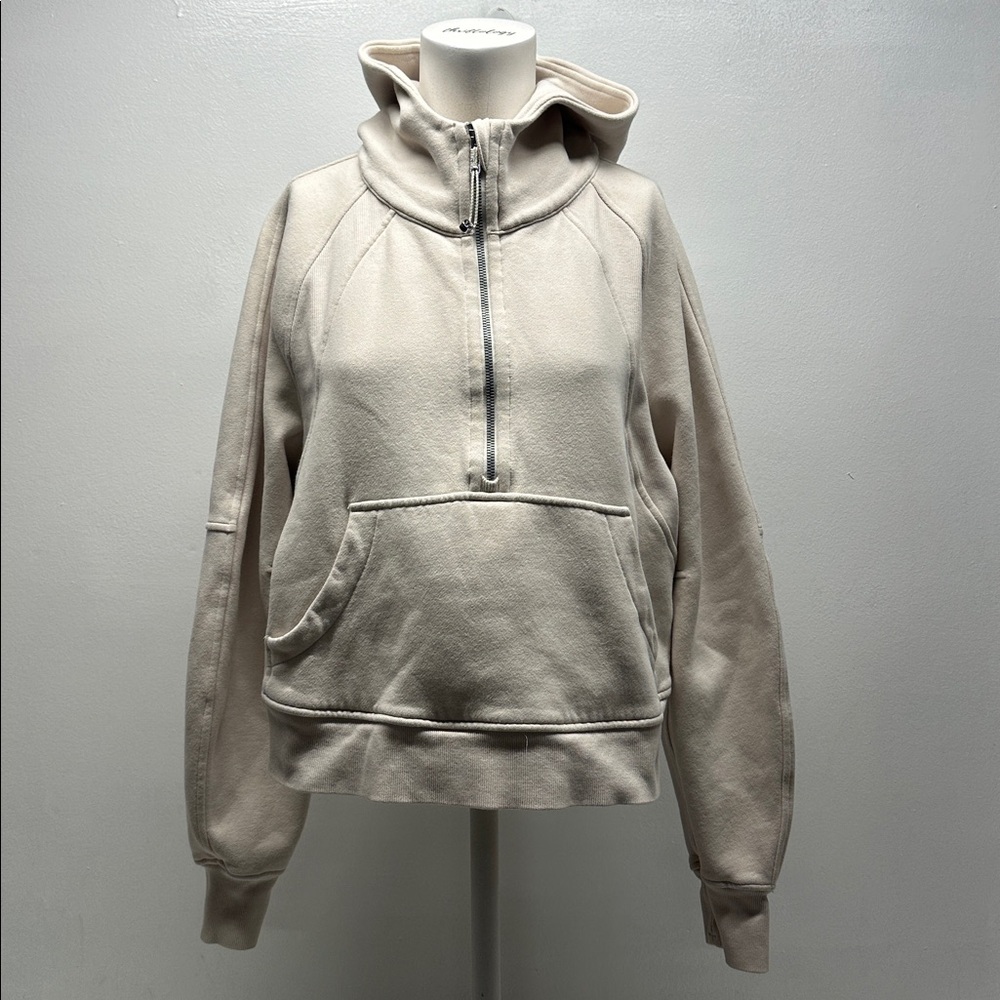 lululemon athletica Cream Half-Zip Hoodie Sweatshirt